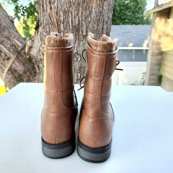 Forever‎ Womens Casual  Warm Lace Up Booties Faux Leather Cognac Size 6.5 - Picture 12 of 16